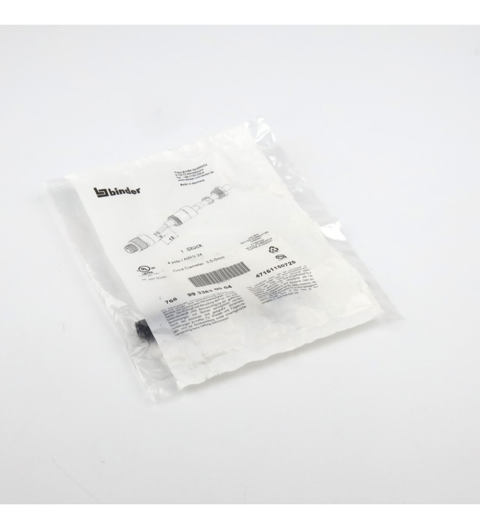 binder M8 Kabelstecker 99 3383 00 04 OVP