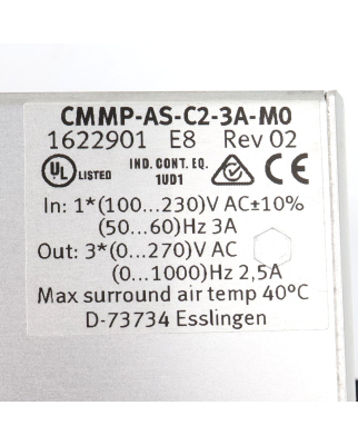 Festo Motorcontroller CMMP-AS-C2-3A-M0 1622901 GEB