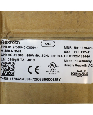 Rexroth Netzdrossel HNL01.2R-0540-C0094-A-480-NNNN R911379423 OVP