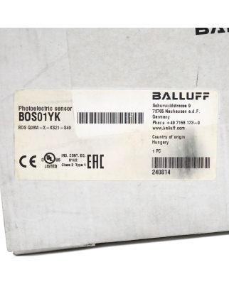 Balluff Einweglichtschranke BOS01YK BOS Q08M-X-KS21-S49 OVP