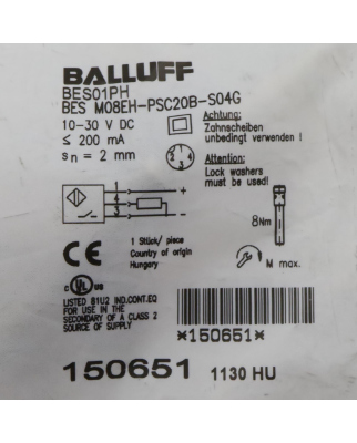 Balluff induktiver Sensor BES01PH BES M08EH-PSC20B-S04G OVP