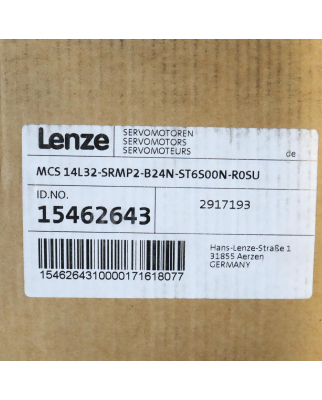Lenze Servomotor MCS14L32-SRMP2-B24N-ST6S00N-R0SU 15462643 OVP