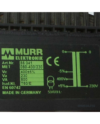 MURR ELEKTRONIK Transformator MET 080-400/230 Art.Nr. 86041 GEB