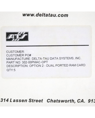 DELTA TAU RAM-Card 302-00PMAC-OPT OVP