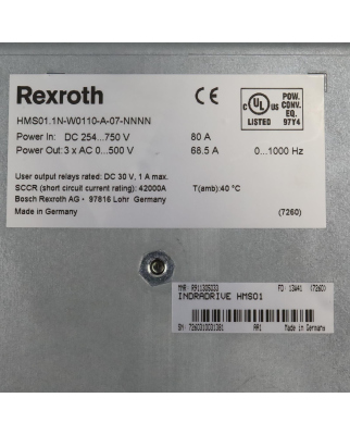 Rexroth Einzelachs-Wechselrichter HMS01.1N-W0110-A-07-NNNN R911310462 GEB
