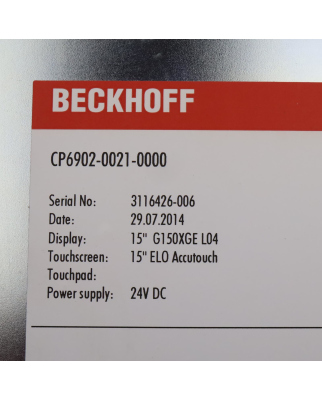 Beckhoff 15" Economy-Einbau-Control-Panel CP6902-0021-0000 GEB