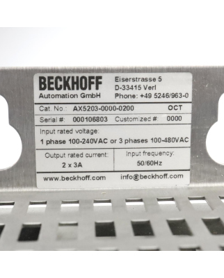 Beckhoff Servoverstärker AX5203 AX5203-0000-0200 GEB