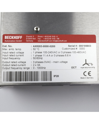 Beckhoff Servoverstärker AX5203 AX5203-0000-0200 GEB