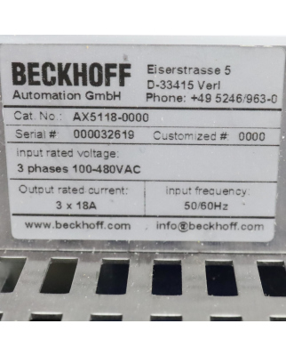 Beckhoff Servoverstärker AX5118-0000 GEB
