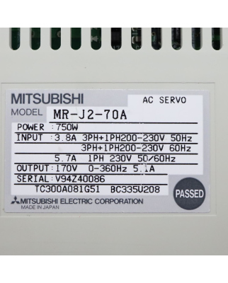 Mitsubishi Electric Servoverstärker MR-J2-70A GEB