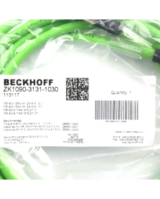 Beckhoff EtherCAT-Leitung ZK1090-3131-1030 3m OVP