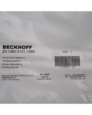 Beckhoff EtherCAT-Leitung ZK1090-3131-1080 8m OVP