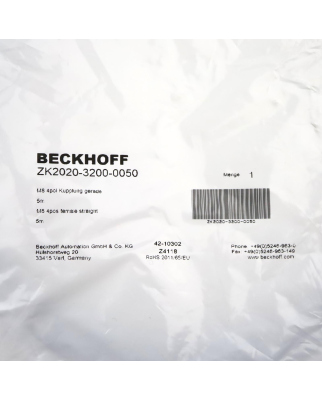Beckhoff Powerleitung ZK2020-3200-0050 5m OVP