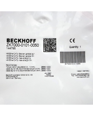 Beckhoff EtherCAT P-Leitung ZK7000-0101-0050 5m OVP