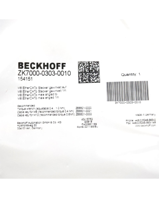 Beckhoff EtherCAT P-Leitung ZK7000-0303-0010 1m OVP
