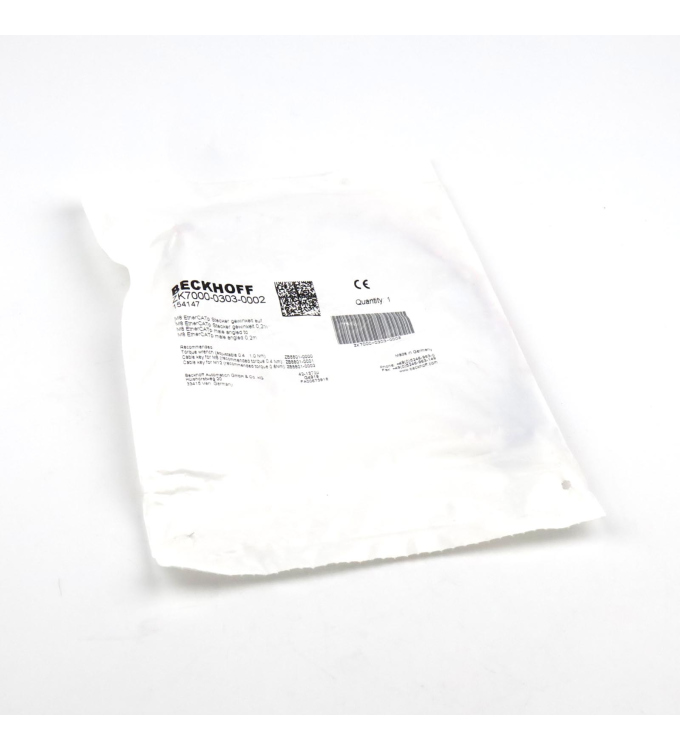 Cavo Beckhoff EtherCAT ZK7000-0101-0002, AWG22, Puro Rame, 0,2 M, Sigillato Nuovo