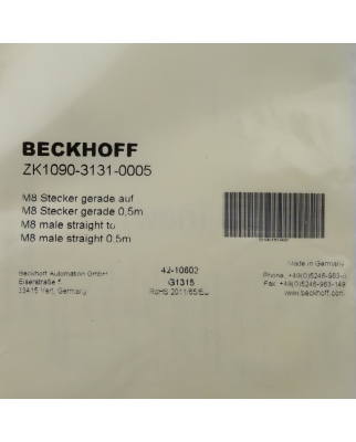 Beckhoff EtherCAT-Leitung ZK1090-3131-0005 0,5m OVP