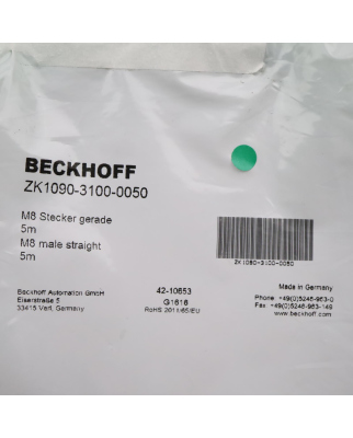 Beckhoff EtherCAT-Leitung ZK1090-3100-0050 5m OVP