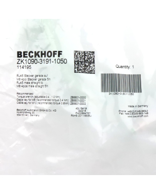 Beckhoff EtherCAT-Leitung ZK1090-3191-1050 5m OVP