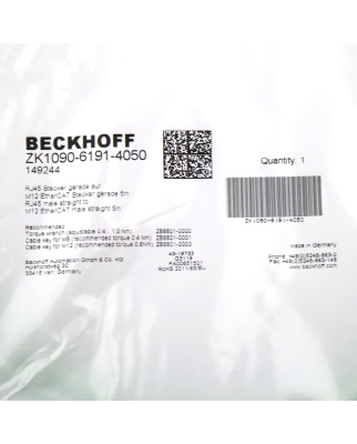 Beckhoff EtherCAT-Leitung ZK1090-6191-4050 5m OVP