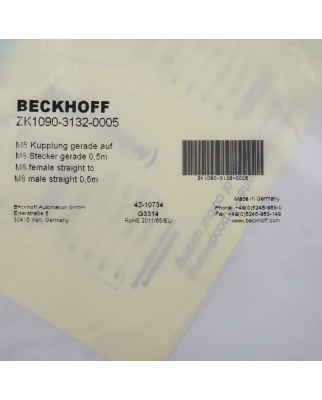 Beckhoff EtherCAT-Leitung ZK1090-3132-0005 0,5m OVP