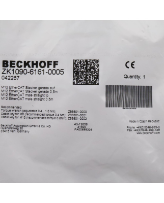 Beckhoff EtherCAT-Leitung ZK1090-6161-0005 0,5m OVP