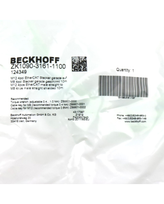 Beckhoff EtherCAT-Leitung ZK1090-3161-1100 10m OVP