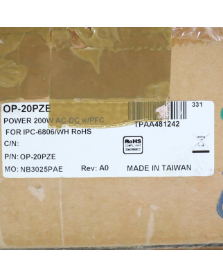 ADVANTECH Power Supply OP-20PZE 200W OVP