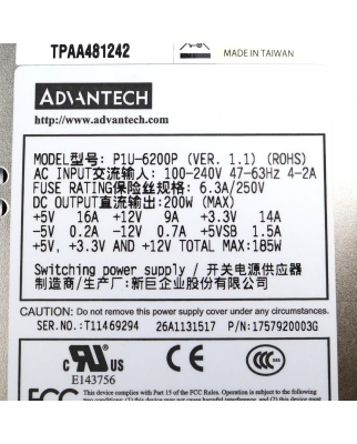 ADVANTECH Power Supply OP-20PZE 200W OVP