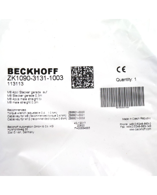 Beckhoff EtherCAT-Leitung ZK1090-3131-1003 0,3m OVP