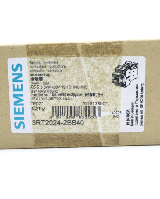 Siemens Leistungsschütz 3RT2024-2BB40 OVP