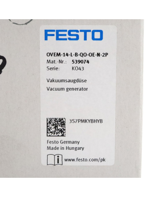 Festo Vakuumsaugdüse OVEM-14-L-B-QO-OE-N-2P 539074 OVP