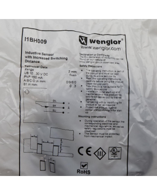 wenglor sensoric Induktiver Sensor I1BH009 OVP