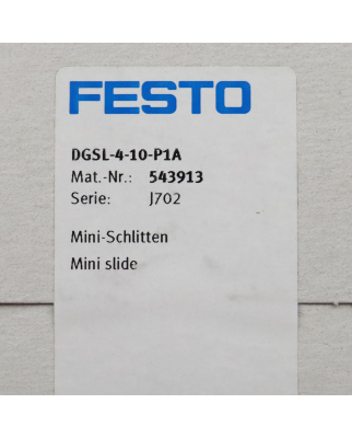 Festo Mini-Schlitten DGSL-4-10-P1A 543913 SIE