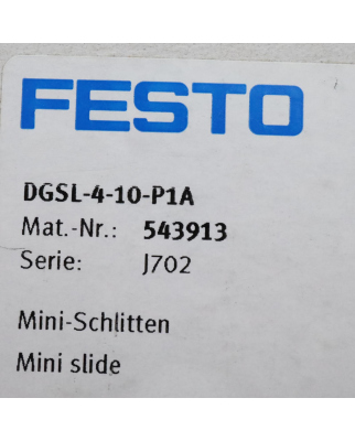 Festo Mini-Schlitten DGSL-4-10-P1A 543913 OVP