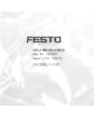 Festo Drossel-Rückschlagventil GRLA-M5-QS-4-RS-D 197577 OVP