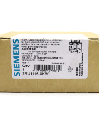 Siemens Überlastrelais 3RU1116-0KB0 OVP