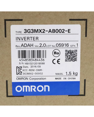 Omron Frequenzumrichter 3G3MX2-AB002-E 0,2kW OVP