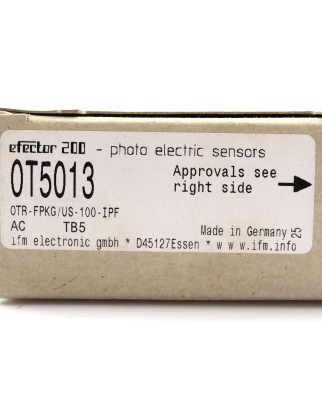 ifm efector 200 Reflexionslichtschranke OT5013 OTR-FPKG/US-100-IPF OVP