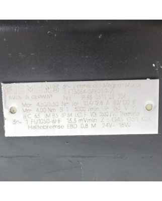 Siemens AC-VSA-Motor 1FT5064-0AF01-2-Z Z=G45+G51+K04 GEB