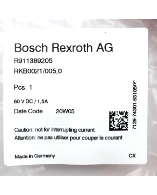 Rexroth Buskabel RKB0021/005,0 R911389205 OVP