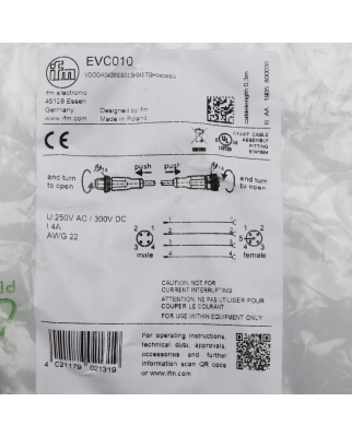 ifm Verbindungskabel EVC010 VDOGH040MSS00,3H04STGH040MSS OVP