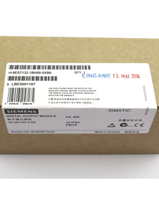 Simatic S7 ET200L 6ES7 132-1BH00-0XB0 E-Stand:04 SIE