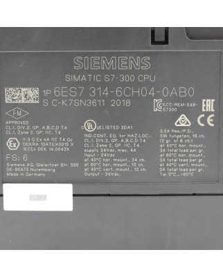 Simatic S7-300 CPU 314C-2 6ES7 314-6CH04-0AB0 E-Stand:06 OVP