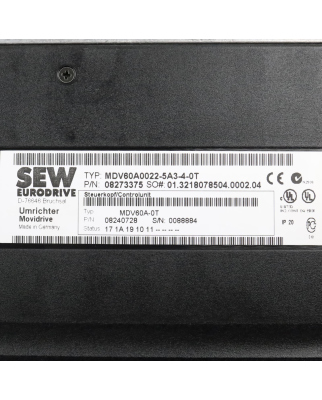 SEW Frequenzumrichter Movidrive MDV60A0022-5A3-4-0T...