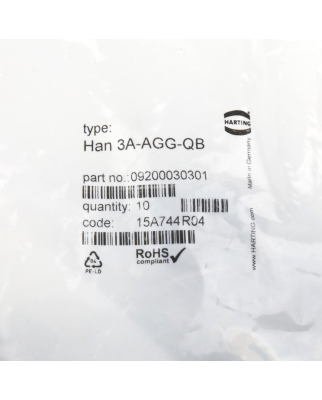 Harting Gehäuse HAN 3A-AGG-QB 09200030301 (10Stk.) OVP