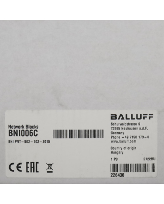Balluff Netzwerk-Modul BNI006C BNI PNT-502-102-Z015 SIE