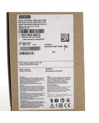 Siemens AS-Interface-Gehäuse 3SU1803-0AZ10-Z Z=K0Y OVP