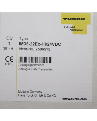 Turck Analogsignaltrenner IM35-22EX-HI/24VDC 7506515 SIE
