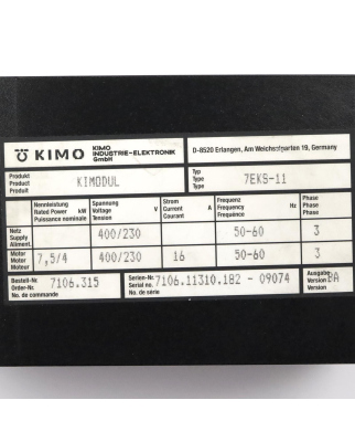 KIMO KIMODUL EKS 7EKS-11 7106.315 230/400V GEB